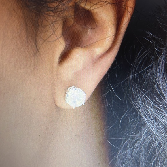 100 facet CZ post earrings. 2 carets total - Picture 3 of 3